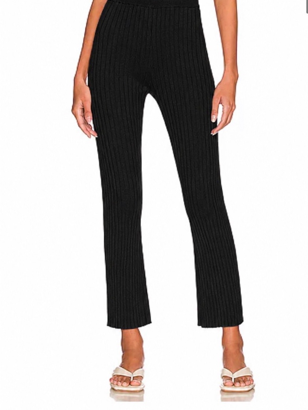 Something Navy Black Ribbed Cropped  Pants